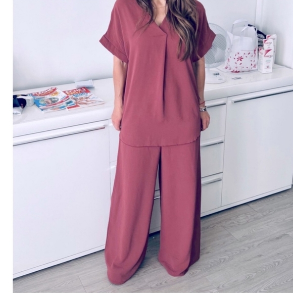 SOLD!⭐️FROM FRANCE!⭐️ Wide Leg Pant And Tunic Top 2 Piece Set MADE IN FRANCE! - Picture 13 of 15